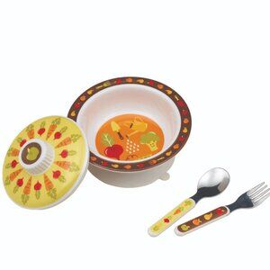 NWT Sugarbooger Covered Suction Bowl Set Garden Veggies